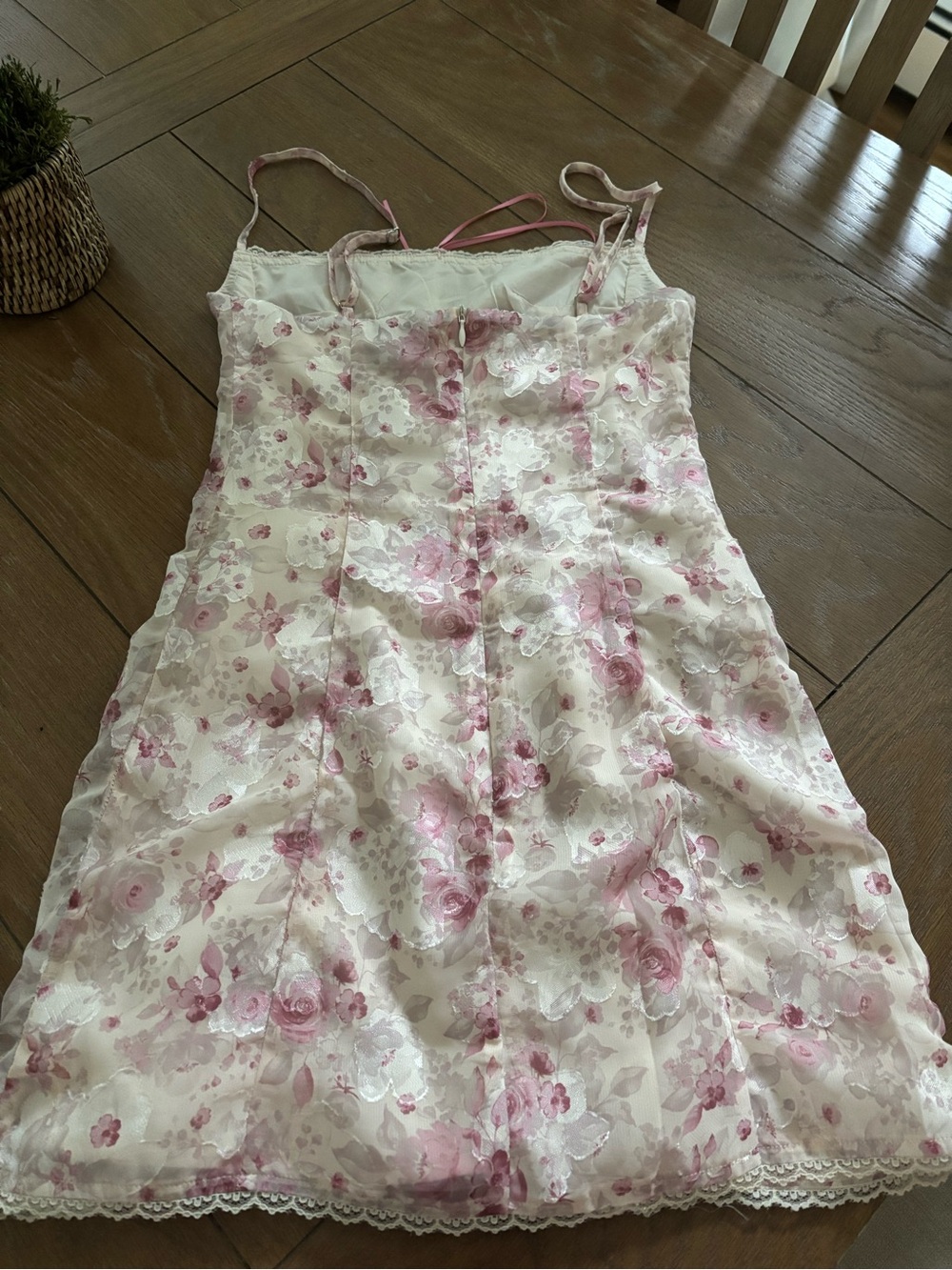 Princess Polly Pink and Cream Floral Lace Slip Dress - Picture 2 of 2